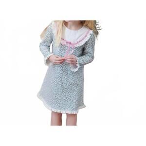 NEW LILA + HAYES girls emersyn lace trim dress in holly holiday